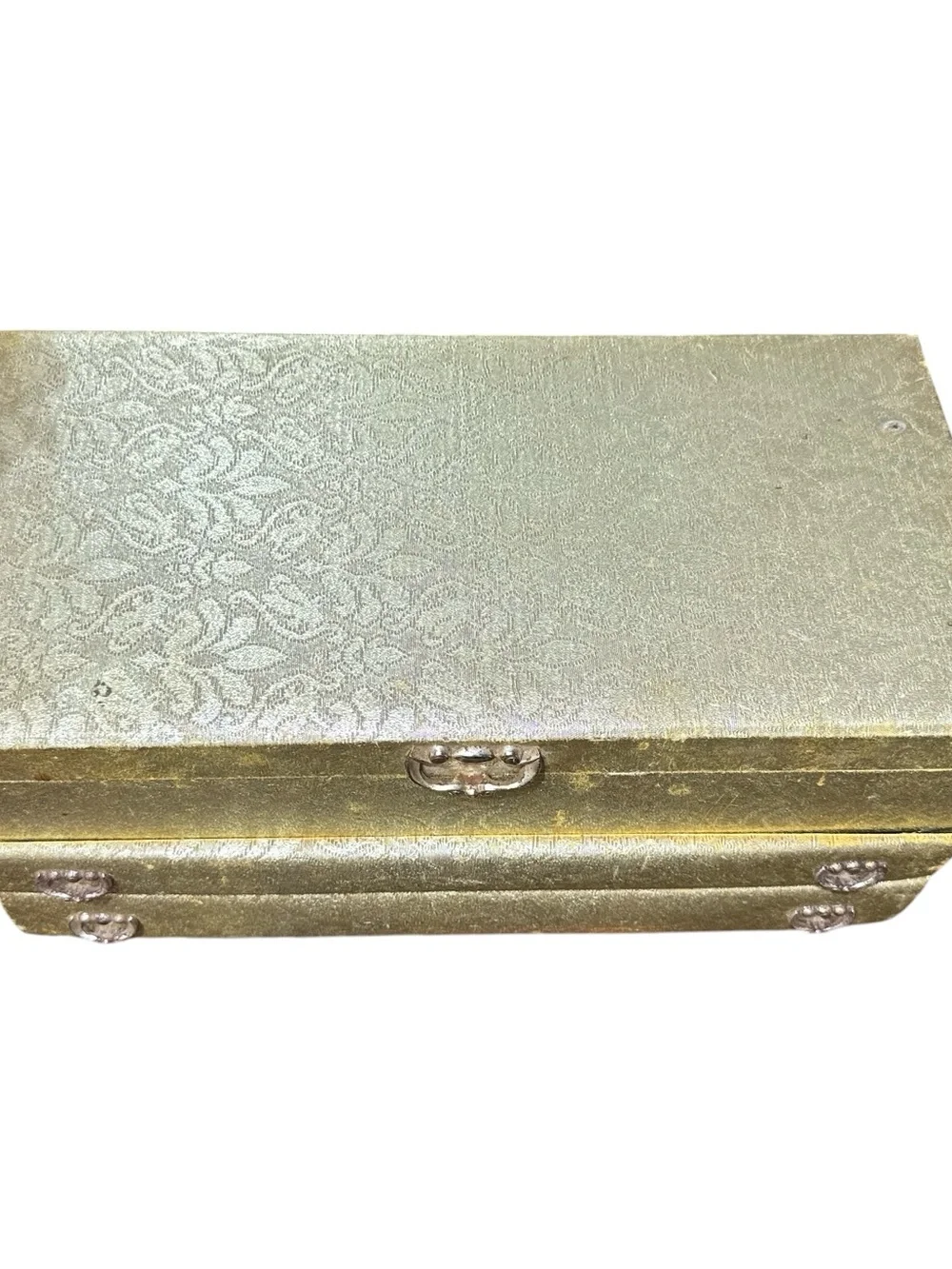 Vintage 1960s Gold Brocade Black Velvet Lined Lady Buxton Four Level Jewelry Box